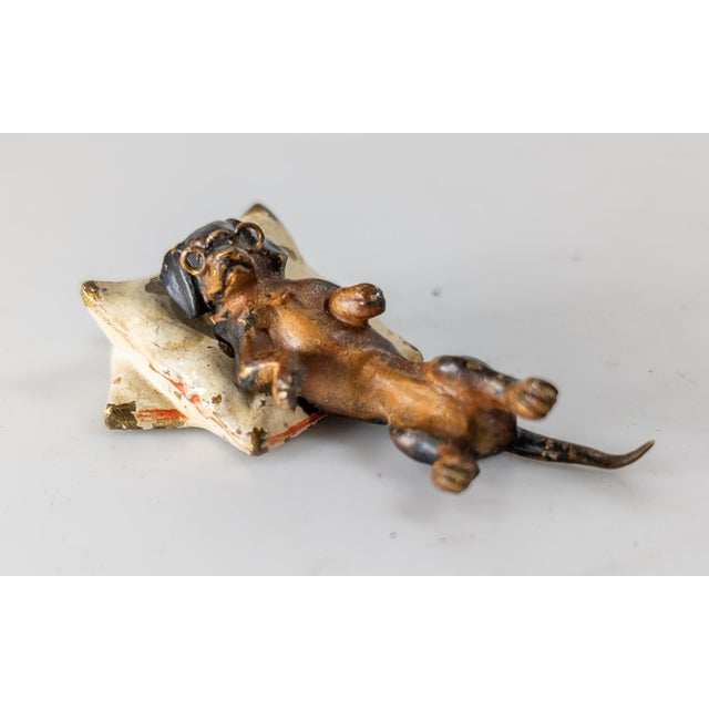 Metal 19th Century Austrian Cold Painted Bronze of a Dachshund or Wiener Dog For Sale - Image 7 of 9