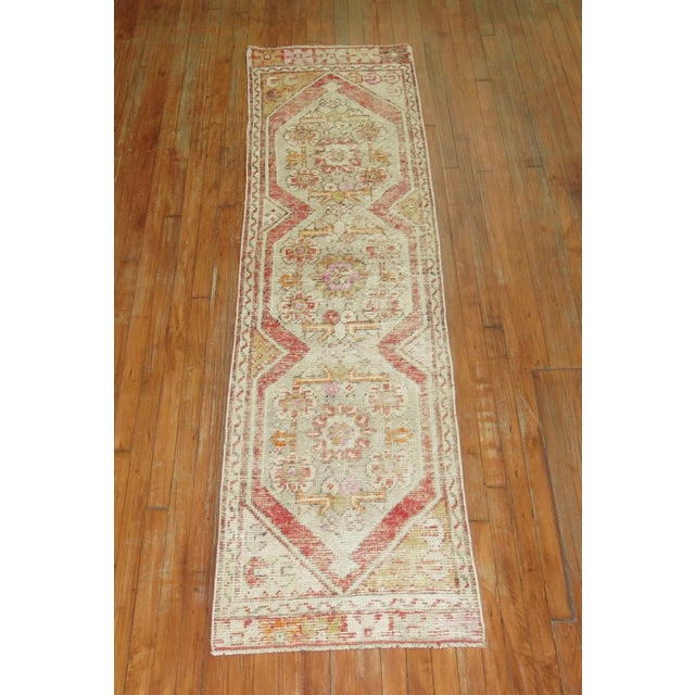 Pink Shabby Chic Turkish Anatolian Runner rug no.31093 For Sale - Image 8 of 8