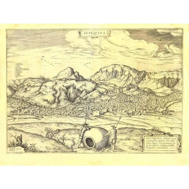 George Braun - View of Antequera - Etching - Late 16th Century For Sale - Image 3 of 3