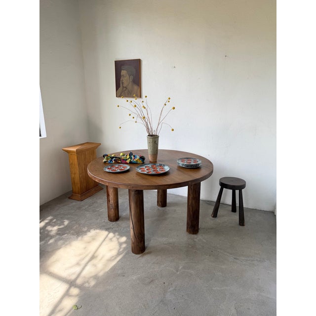Constructivist Round Table in Walnut, 1950s For Sale - Image 4 of 18