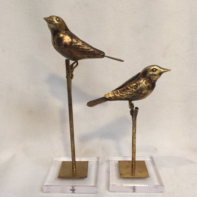 Contemporary Birdies on Glass Stand - a Pair For Sale - Image 3 of 7