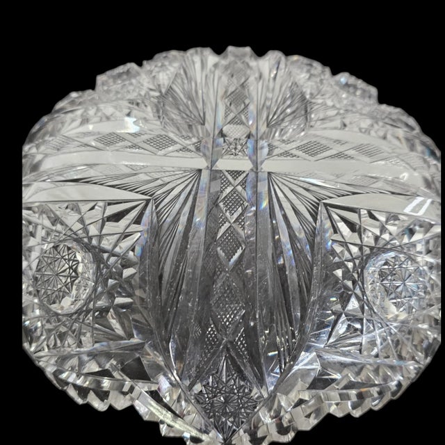 Transparent American Brilliant Period Small Hobstar Cut Glass Dish For Sale - Image 8 of 12