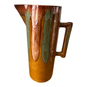 1960s Dryden Potteries Drip Glaze Pitcher, Signed