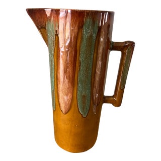 1960s Dryden Pottery Drip Glaze Pitcher/Vase, Signed For Sale