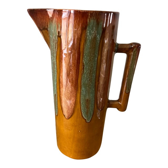 1960s Dryden Pottery Drip Glaze Pitcher/Vase, Signed For Sale