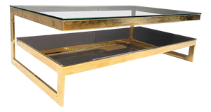 Vintage 23kt Gold 2-Tier Coffee Table from Belgochrom, 1970s