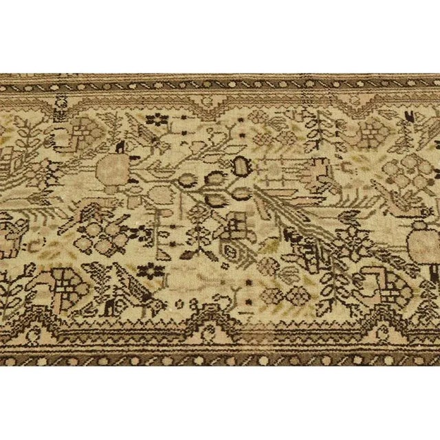 Ivory 1950s Old Vintage Persian Tafrash Area Rug 2x16 For Sale - Image 8 of 11