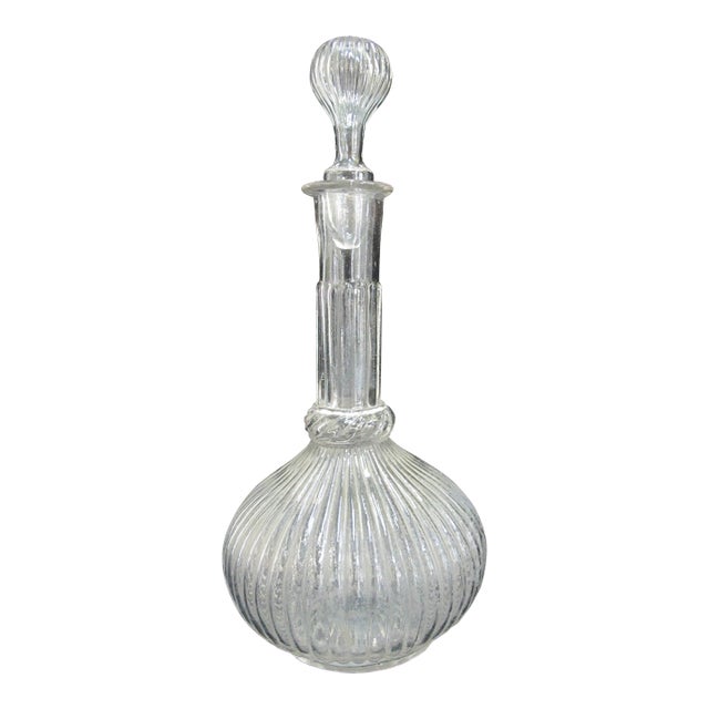 Antique Victorian Blown Glass Liquor or Water Decanter Hot Air Balloon Bottle For Sale
