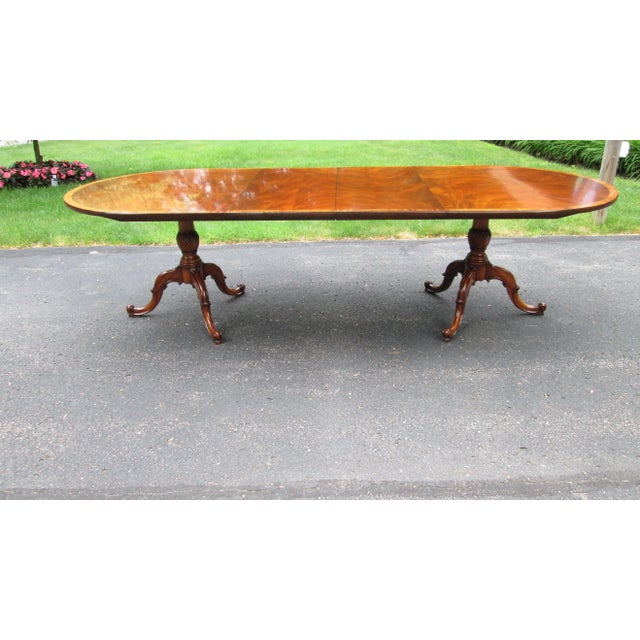 Burnt Umber 1940s Highly Figured Mahogany Dining Table Made by Joseph Gerte of Boston For Sale - Image 8 of 11