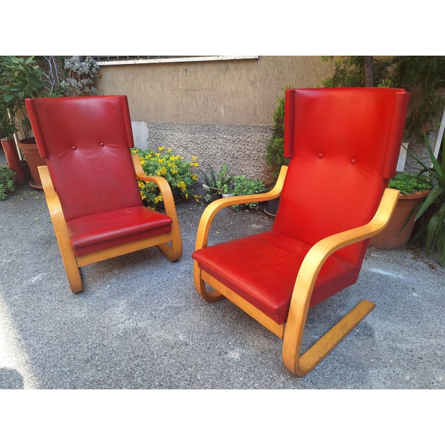 Model 36/401 Armchairs in Birch Wood and Leather by Alvar Aalto for Artek, 1960s, Set of 2 For Sale - Image 12 of 12