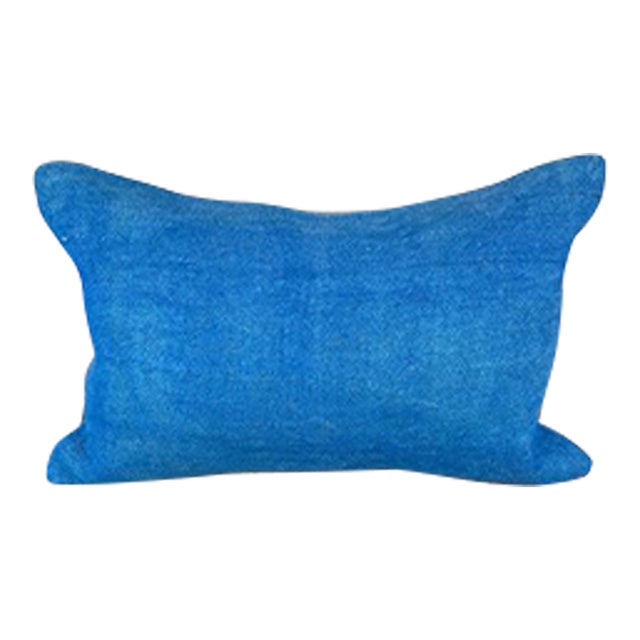 16 x 24 Hemp Pillow Turkish Cushion Natural Blue Pillow Cushion Cover For Sale