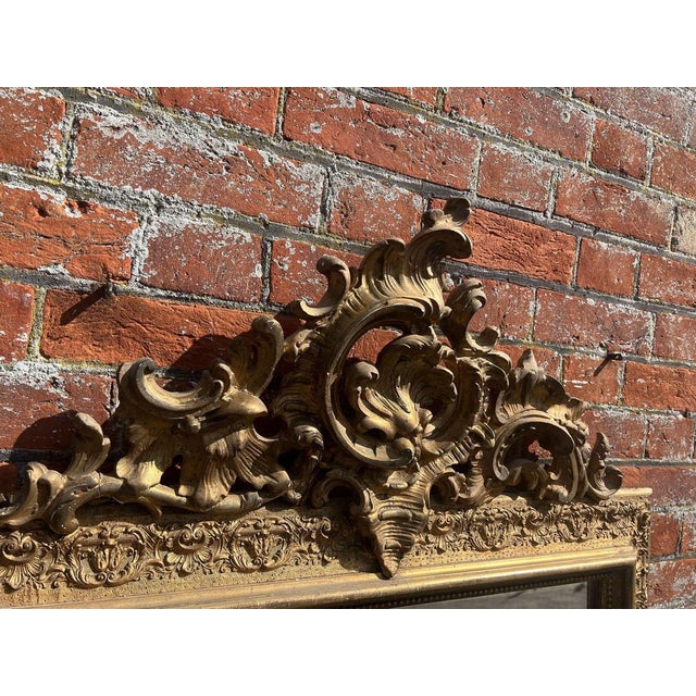 Large Antique 19th Century French Gilt Mirror For Sale - Image 6 of 7