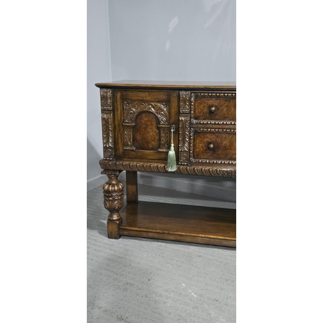Vintage Elizabethan Sideboard in Oak and Burr Walnut, 1920 For Sale - Image 6 of 18