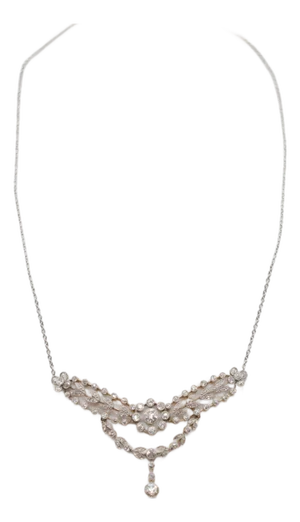 Late 19th Century Belle Epoque Pendant Diamond Necklace