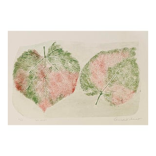 Two Leaves Color Etching For Sale