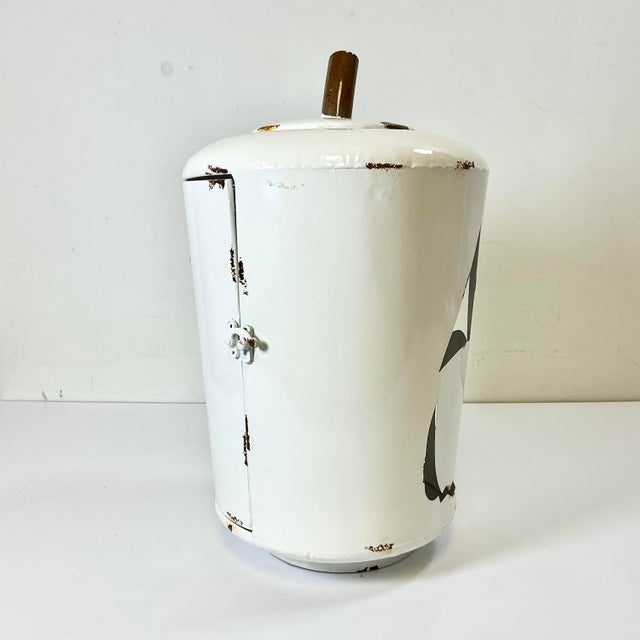 Vintage Bogo Chic Farmhouse Americana Metal White Jack-O-Lantern Pumpkin Candleholder. For Sale - Image 6 of 11