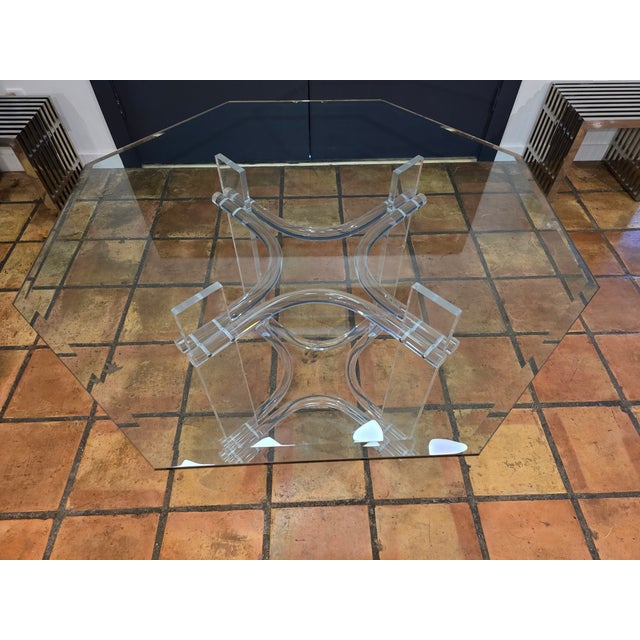 1970s Attributed to Charles Hollis Jones Lucite Dining Table For Sale In Dallas - Image 6 of 18