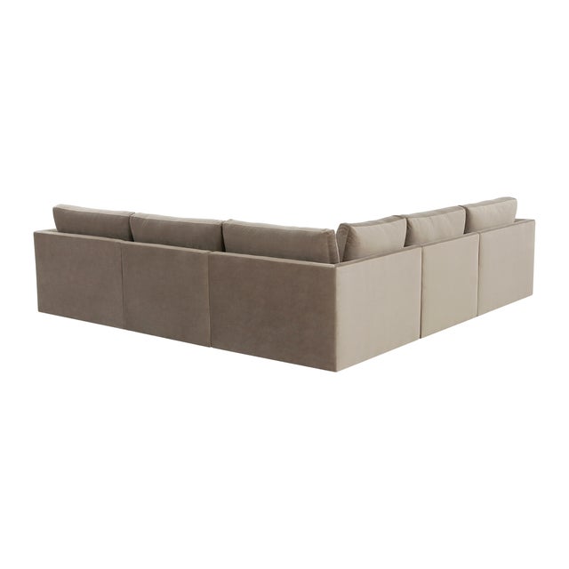 Willow Taupe Modular 5-Piece Performance Velvet L Sectional For Sale - Image 4 of 7