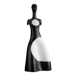Ceramic Black and White Figure Sculpture For Sale