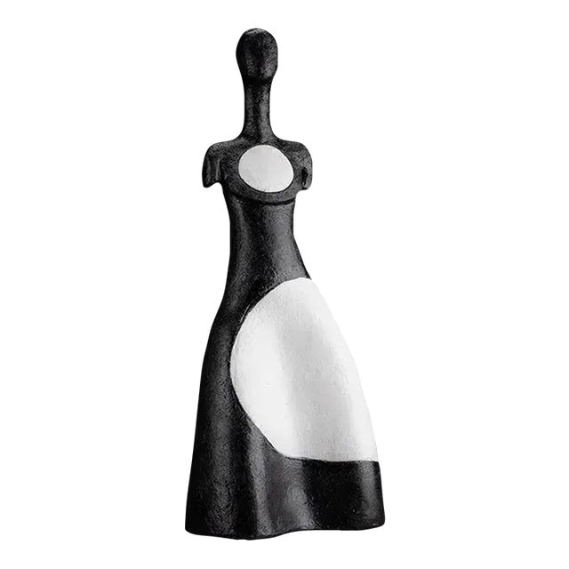 Ceramic Black and White Figure Sculpture For Sale