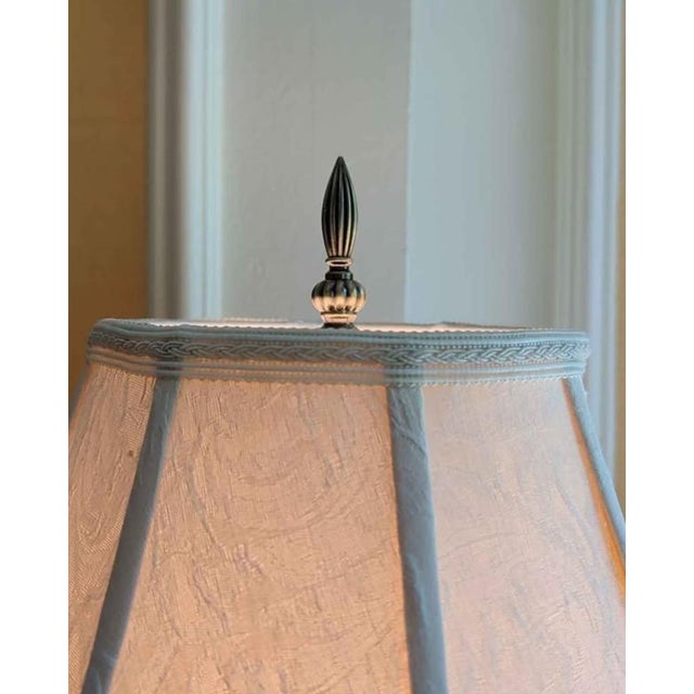 Neoclassical Neoclassical Cast Metal Table Lamp Pair With Stiffel Shades For Sale - Image 3 of 6