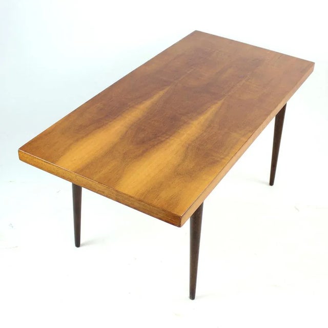 Wood Long Walnut & Oak Coffee Table, Czechoslovakia, 1960s For Sale - Image 7 of 11