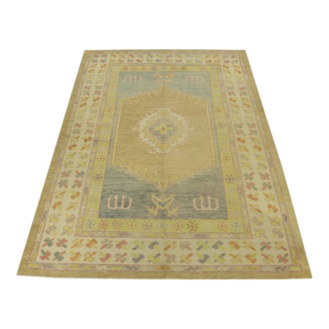 Modern Turkish Oushak Rug 6'2" x 8'11" For Sale
