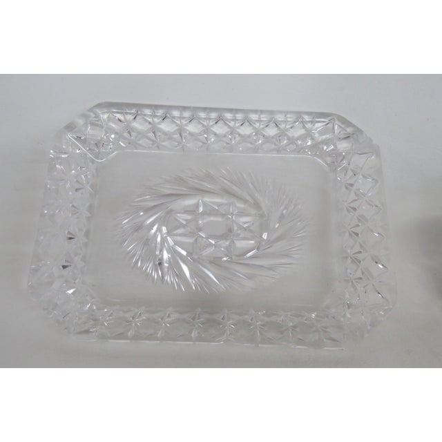 1940s Crystal Butter Dish Clear Cut Glass Lidded Serving Plate For Sale In Miami - Image 6 of 18