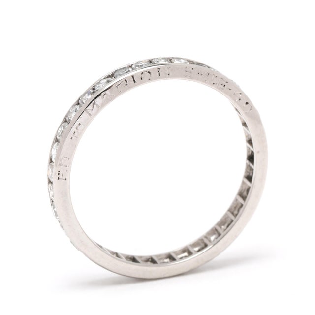 1940s 1940's .50ctw Diamond Eternity Band Ring, Platinum, Ring Size 5.25 For Sale - Image 5 of 6