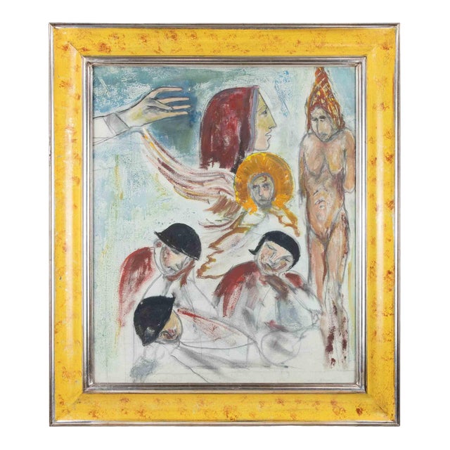 Sirio Pellegrini, Characters, Mixed Media on Paper, 1960 For Sale