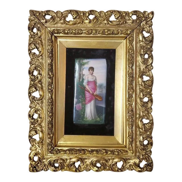 19th Century Kpm Berlin Painted Porcelain Plaque With Giltwood Frame For Sale