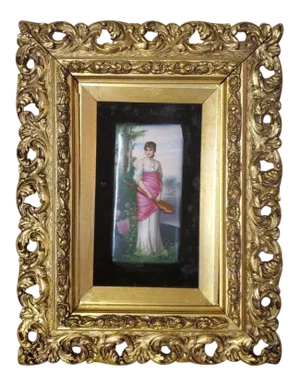 19th Century Kpm Berlin Painted Porcelain Plaque With Giltwood Frame