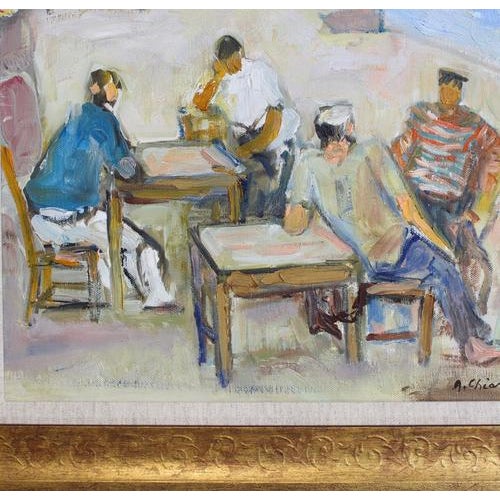 Alberto Chiancone, Sailors, 1960s, Oil on Canvas For Sale - Image 14 of 16