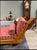 Late 20th Century Mid-Century Sculpted Wood Bookshelf Chaise Lounge in Red & Gold Damask For Sale - Image 5 of 12