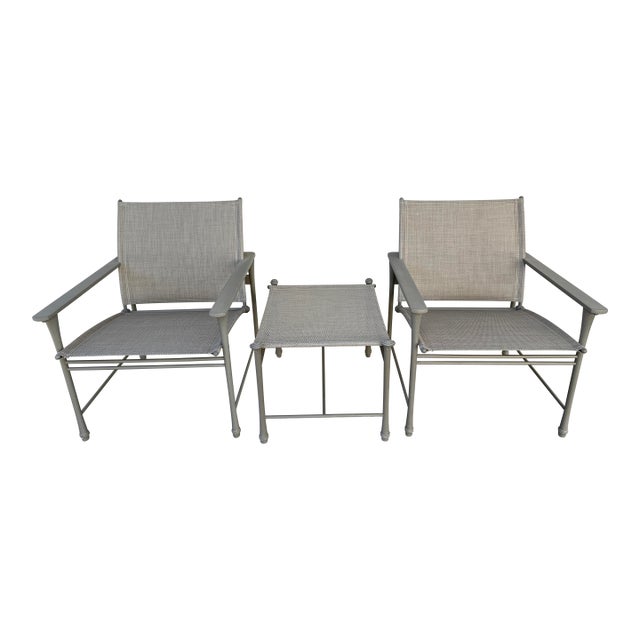Giati Designs Aprio Collection Outdoor Chairs + Ottoman, Set of Three For Sale