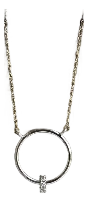 Two-Tone Diamond Circle Necklace in 10kt Gold - 0.10ctw Gh Si, Adjustable 16-18"