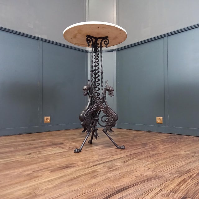 Wrought-Iron Table with Marble Top For Sale - Image 6 of 14