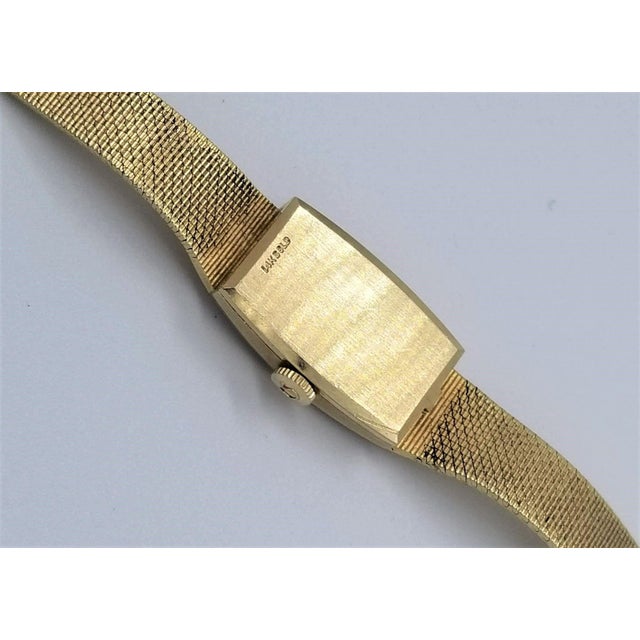 Mid Century Gold Diamond-Encrusted Women's Wristwatch by Omega For Sale In Los Angeles - Image 6 of 10