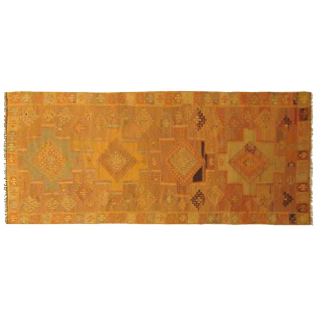 1930s Vintage Turkish Kilim Oriental Rug - 3′2″ × 9′8″ For Sale