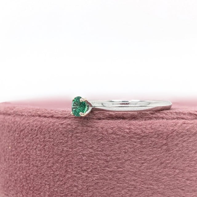2020s Emerald Ring in Solid 14k Gold | Round 4mm | Solitaire Ring | May Birthstone For Sale - Image 5 of 7