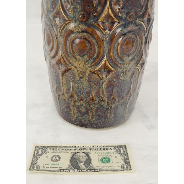 Mid 20th Century Mid 20th Century Brown Grey Blue Glazed Pottery Ceramic Vase Shape Table Lamp Mint - a Pair For Sale - Image 5 of 14