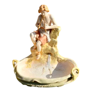 Antique Royal Dux Centerpiece Bowl, Aesop's Fisherman & His Flute by Hampel
