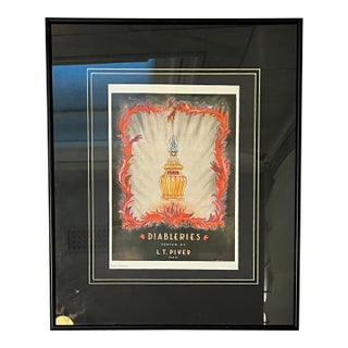 Vintage Diableries Perfume Ad From France - Framed For Sale