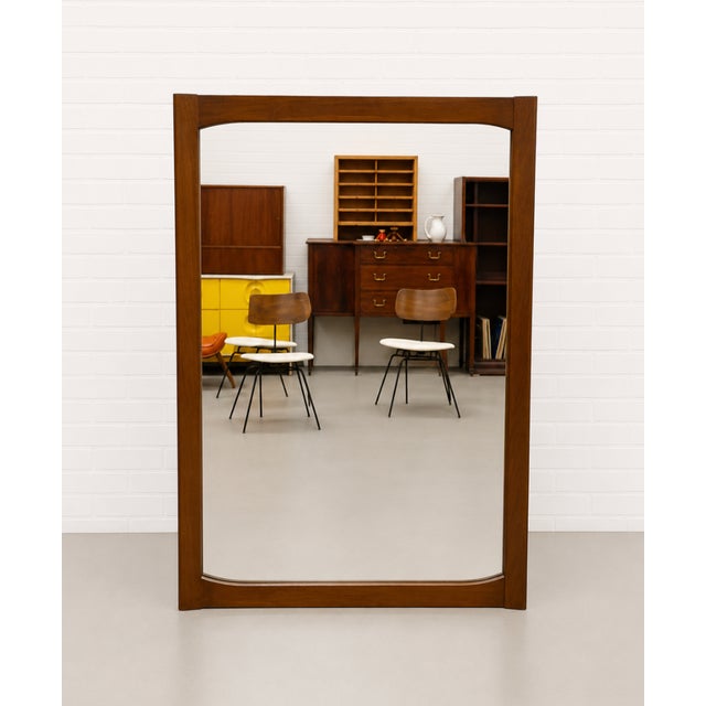 Mid Century Modern Walnut Mirror, 1960s — Scandinavian Design, For Sale - Image 9 of 10