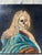 Oil on wood baroque style Memento Mori painting of noble frenchman in blue coat, dual skull face and powdered wig. The...