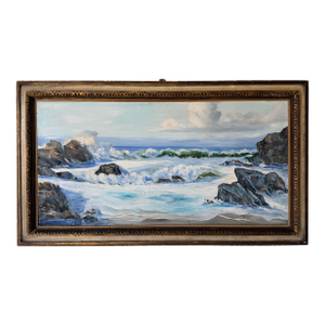 1970’s Liz Lemons Impressionist Coastal Landscape Oil on Canvas, Framed