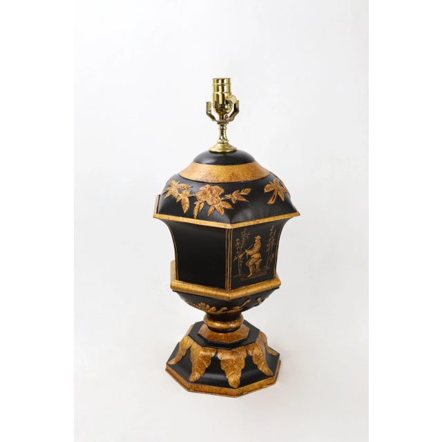 English Vintage Trophy Lamp With Man Playing Trumpet in Black and Gold Color For Sale - Image 3 of 9