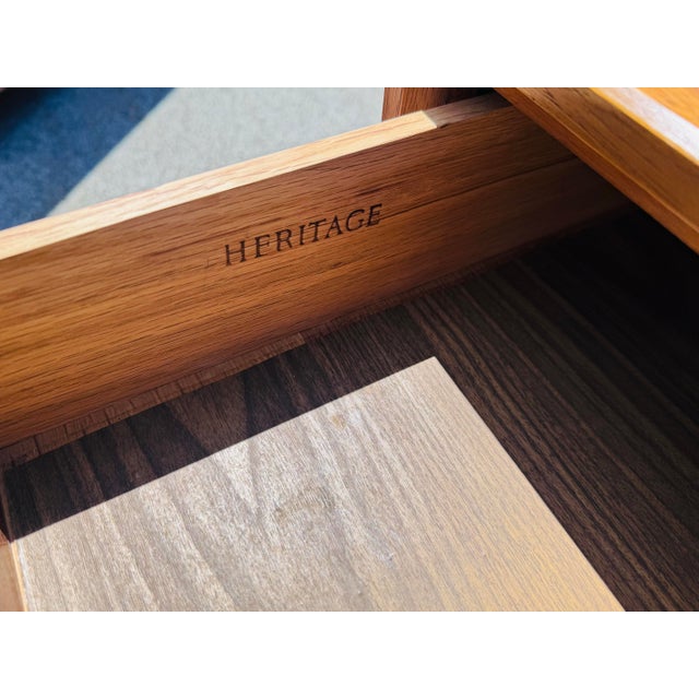 Vintage 1960s Henredon Heritage Brutalist Oak Wood 7-Drawer Dresser For Sale - Image 11 of 12