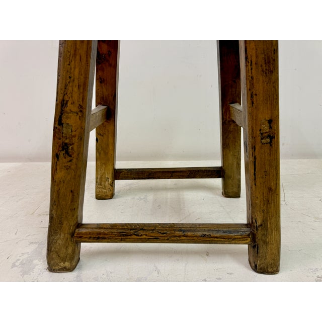 Antique Rustic Elm Stool For Sale - Image 14 of 14