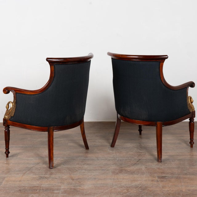 19th-Century Danish Mahogany Biedermeier Armchairs With Carved Swans For Sale - Image 18 of 18